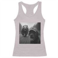 Funny Labrador Selfie With Bear Racerback Tank Top Dog Lover Gift - Wonder Print Shop