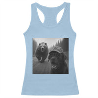 Funny Labrador Selfie With Bear Racerback Tank Top Dog Lover Gift - Wonder Print Shop