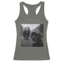 Funny Labrador Selfie With Bear Racerback Tank Top Dog Lover Gift - Wonder Print Shop
