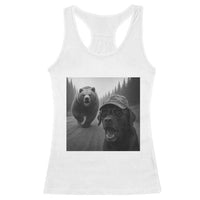 Funny Labrador Selfie With Bear Racerback Tank Top Dog Lover Gift - Wonder Print Shop