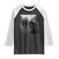 Funny Labrador Selfie With Bear Raglan Shirt Dog Lover Gift - Wonder Print Shop