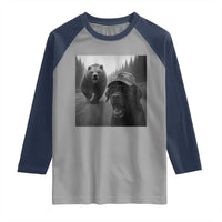 Funny Labrador Selfie With Bear Raglan Shirt Dog Lover Gift - Wonder Print Shop