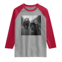 Funny Labrador Selfie With Bear Raglan Shirt Dog Lover Gift - Wonder Print Shop
