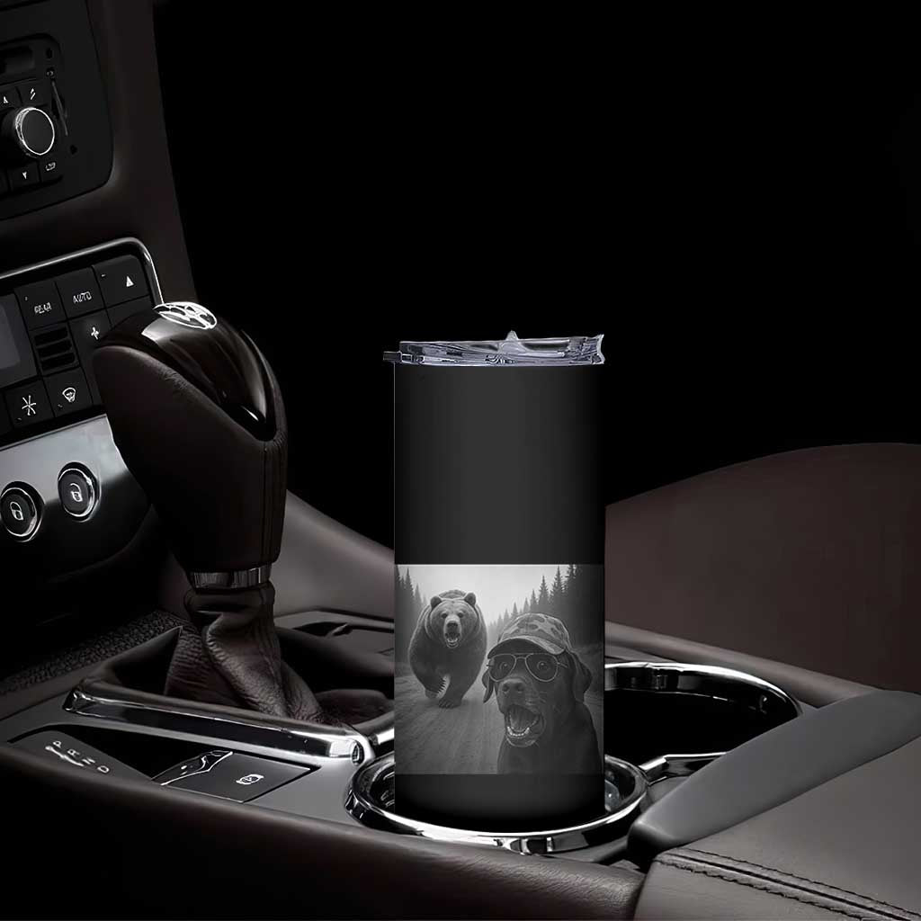 Funny Labrador Selfie With Bear Skinny Tumbler Dog Lover Gift - Wonder Print Shop