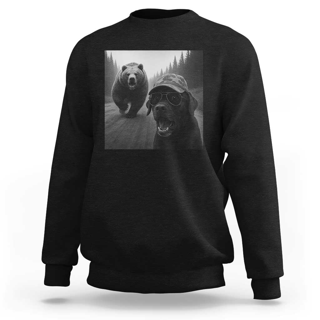 Funny Labrador Selfie With Bear Sweatshirt Dog Lover Gift - Wonder Print Shop