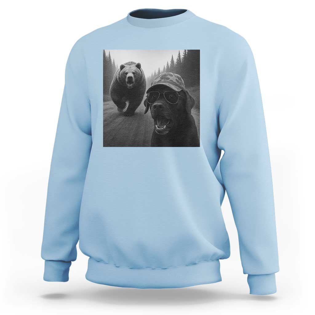 Funny Labrador Selfie With Bear Sweatshirt Dog Lover Gift - Wonder Print Shop