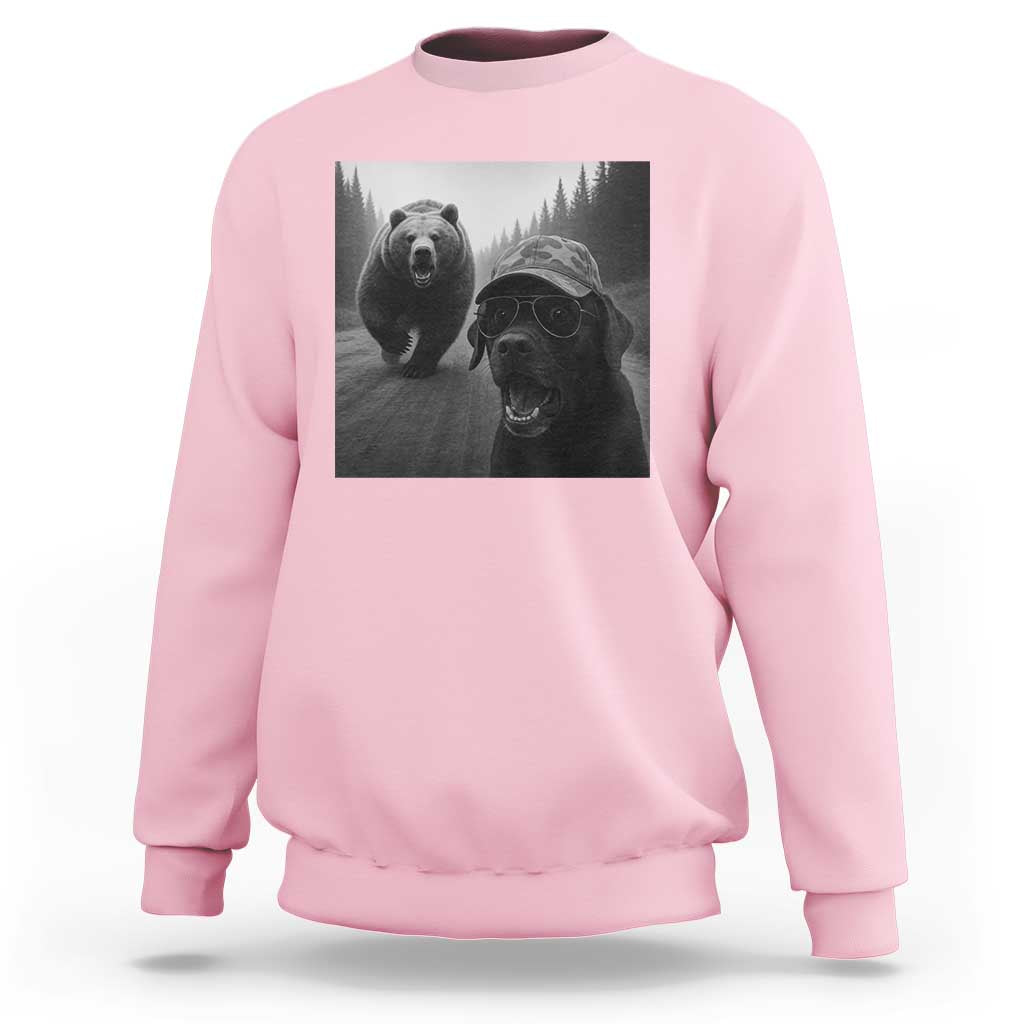 Funny Labrador Selfie With Bear Sweatshirt Dog Lover Gift - Wonder Print Shop