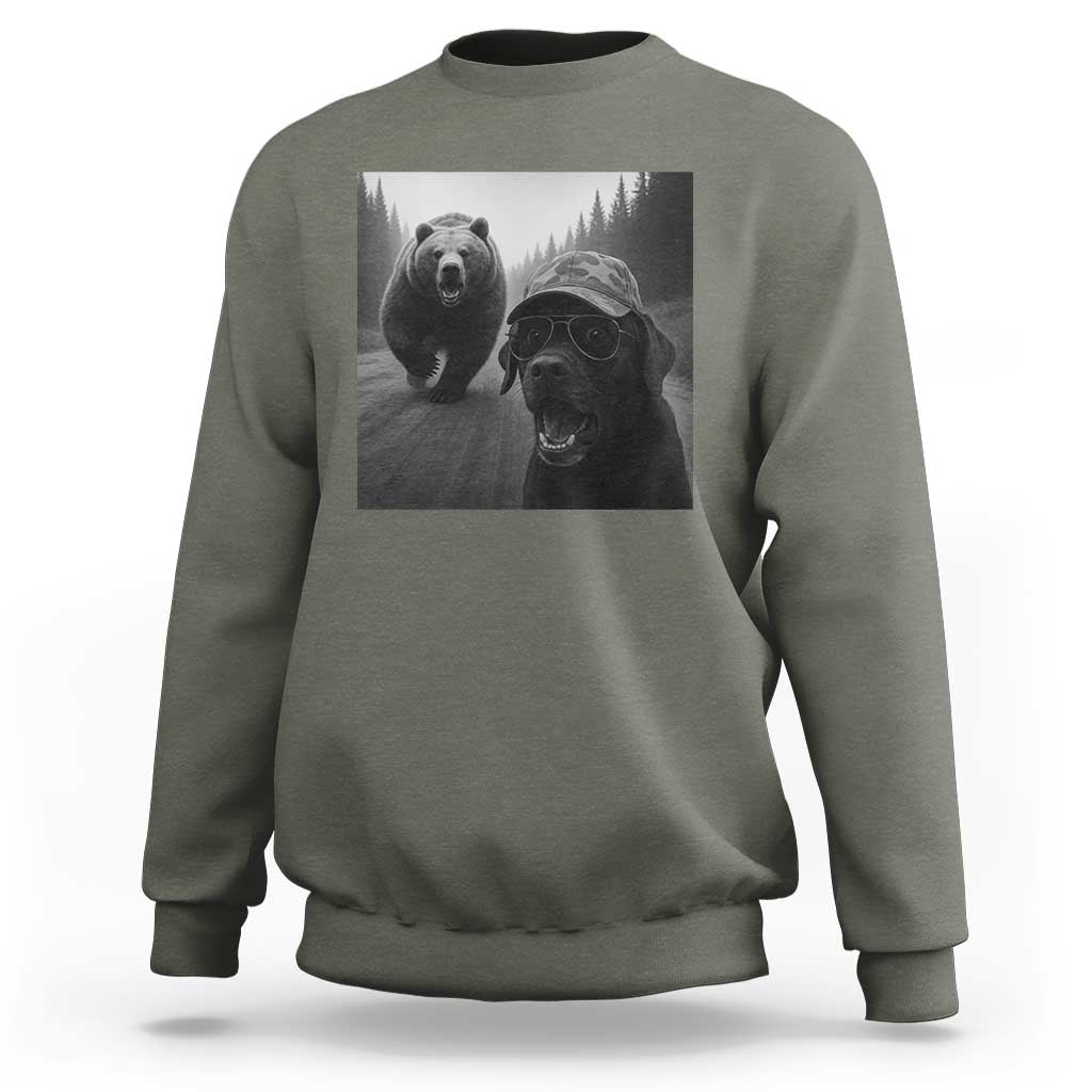 Funny Labrador Selfie With Bear Sweatshirt Dog Lover Gift - Wonder Print Shop