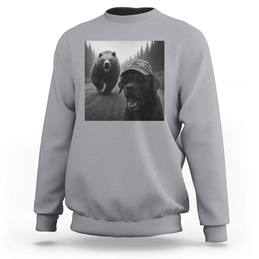 Funny Labrador Selfie With Bear Sweatshirt Dog Lover Gift - Wonder Print Shop
