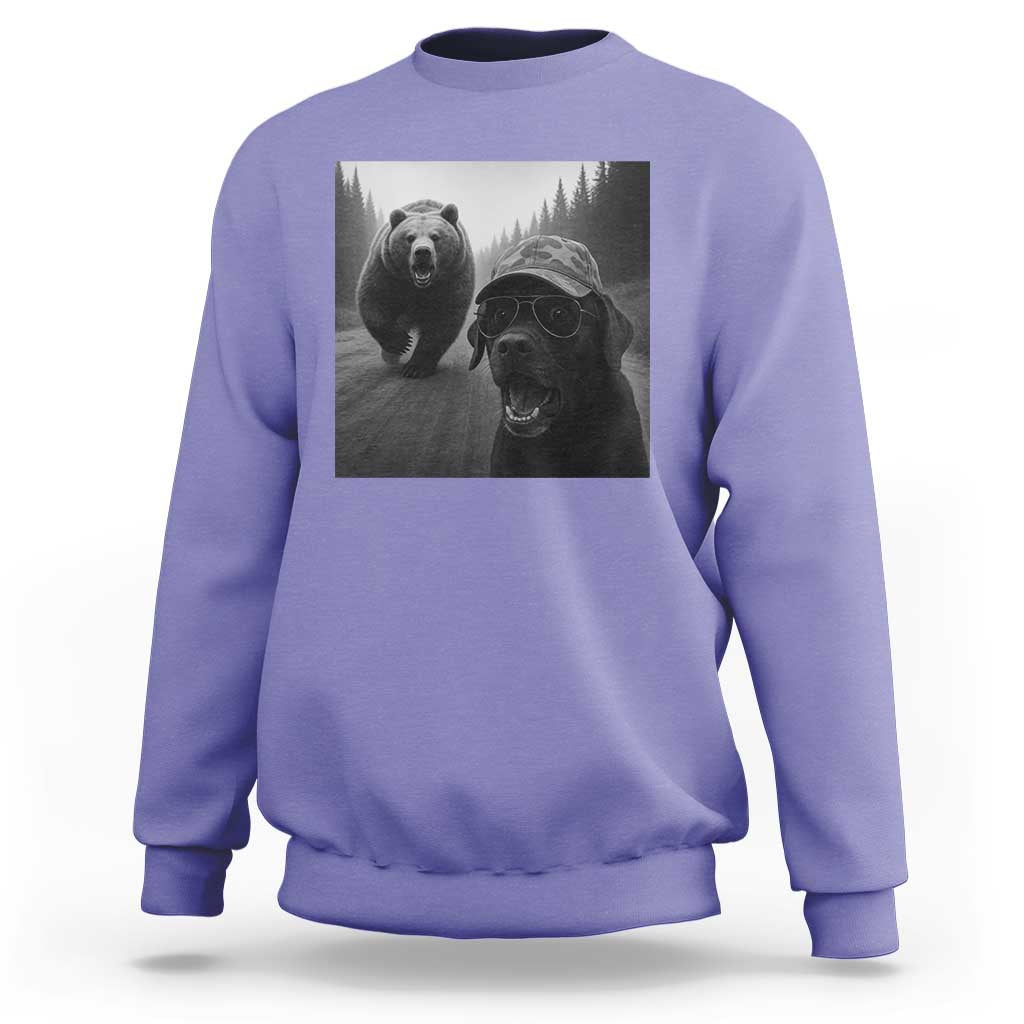Funny Labrador Selfie With Bear Sweatshirt Dog Lover Gift - Wonder Print Shop