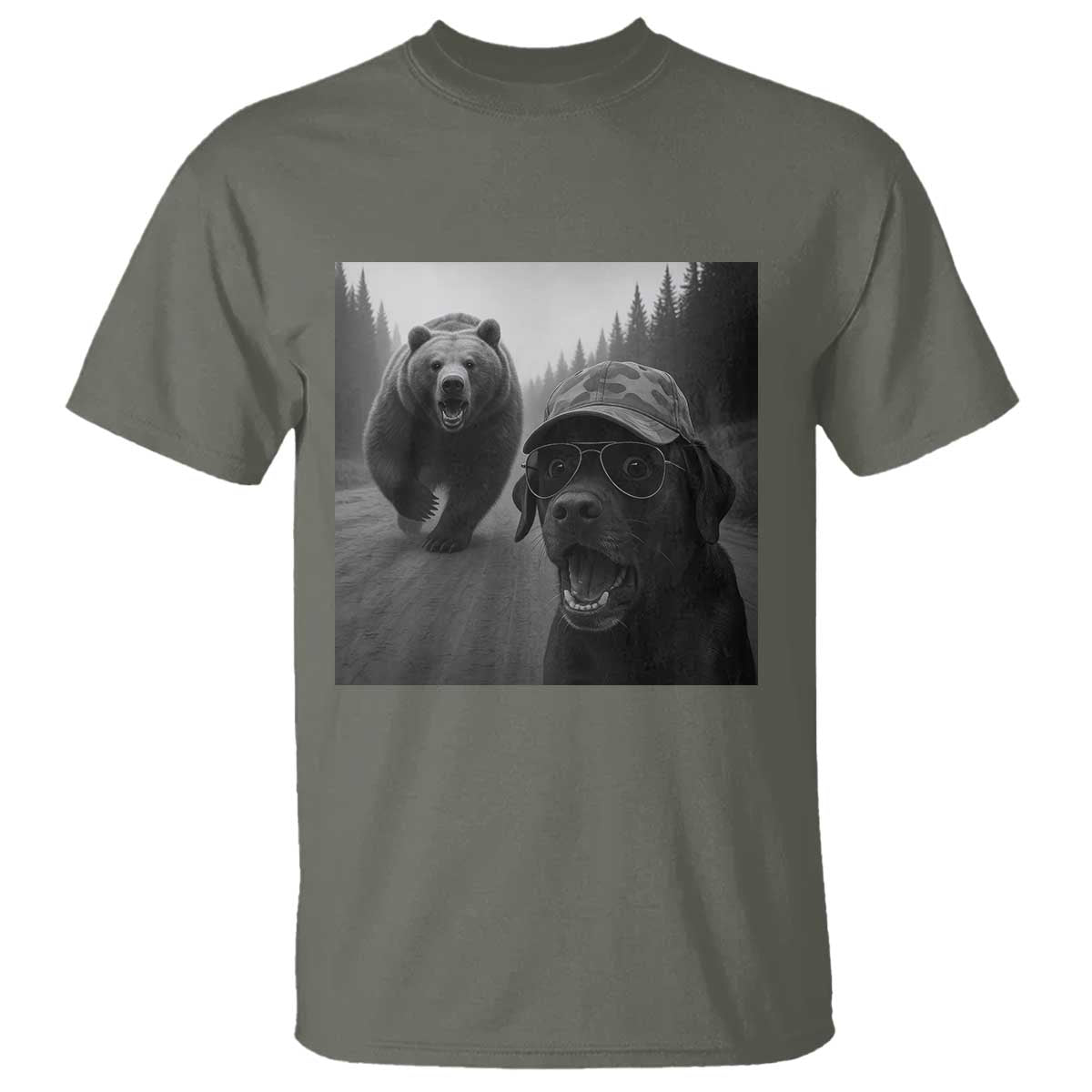 Funny Labrador Selfie With Bear T Shirt Dog Lover Gift - Wonder Print Shop