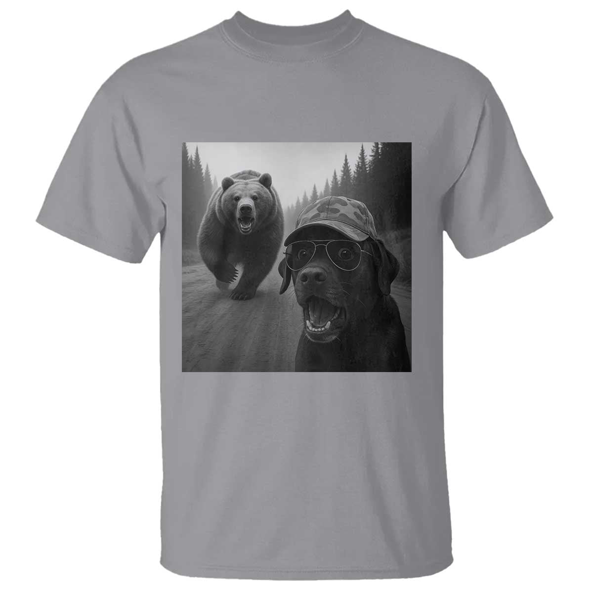 Funny Labrador Selfie With Bear T Shirt Dog Lover Gift - Wonder Print Shop