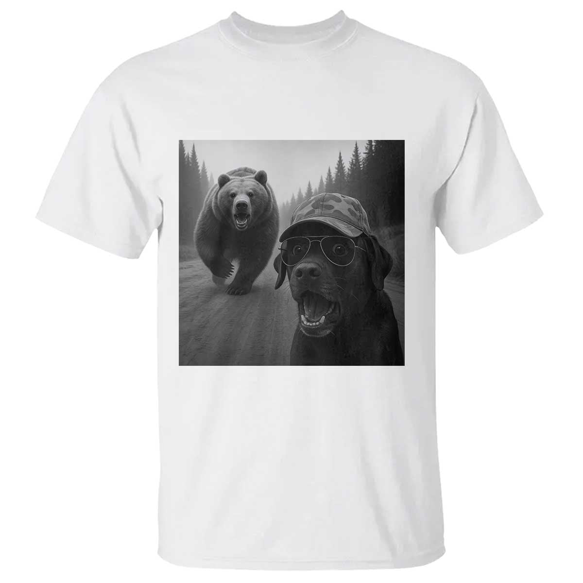 Funny Labrador Selfie With Bear T Shirt Dog Lover Gift - Wonder Print Shop