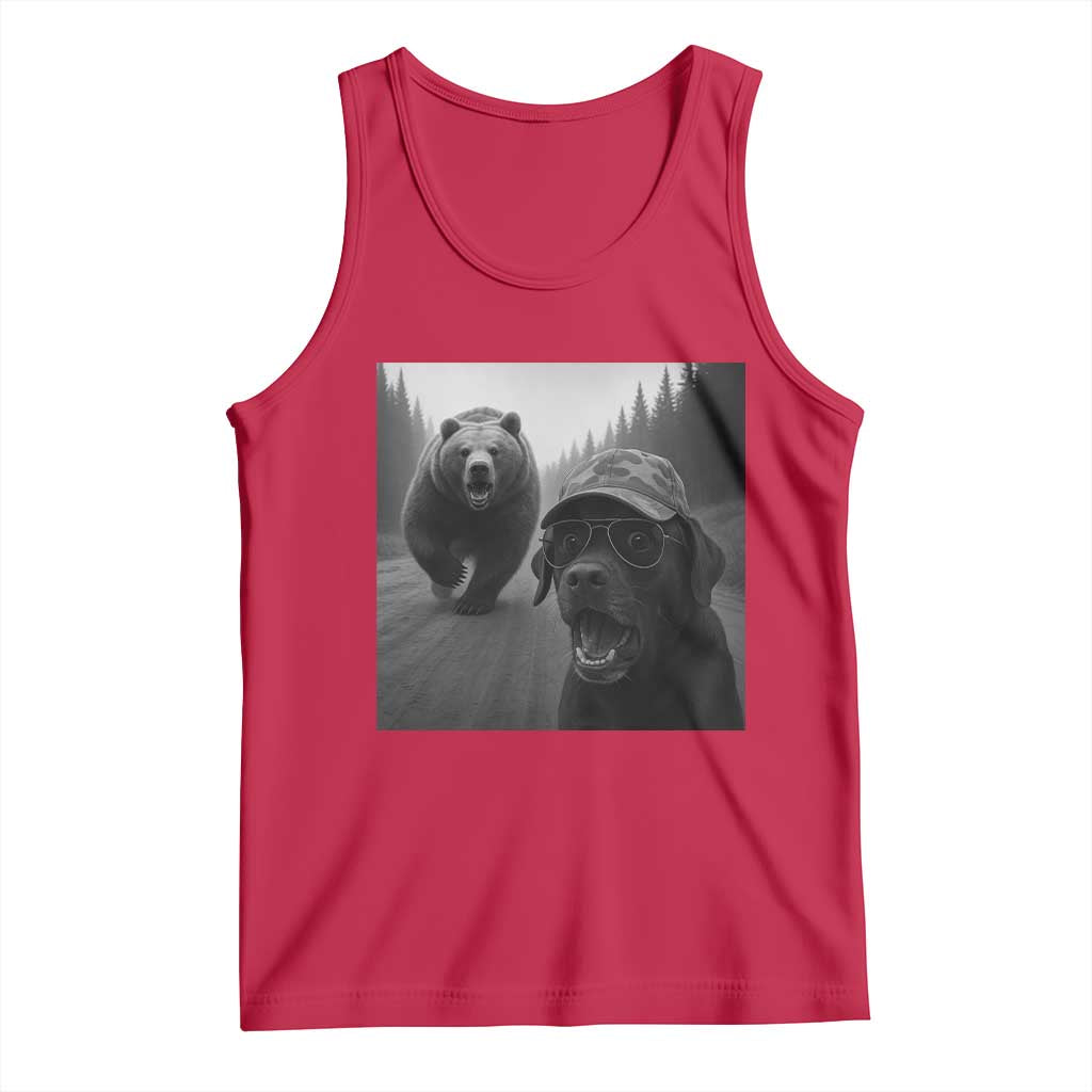 Funny Labrador Selfie With Bear Tank Top Dog Lover Gift - Wonder Print Shop