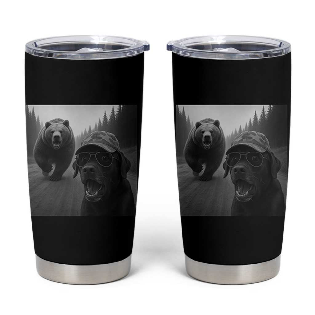 Funny Labrador Selfie With Bear Tumbler Cup Dog Lover Gift - Wonder Print Shop
