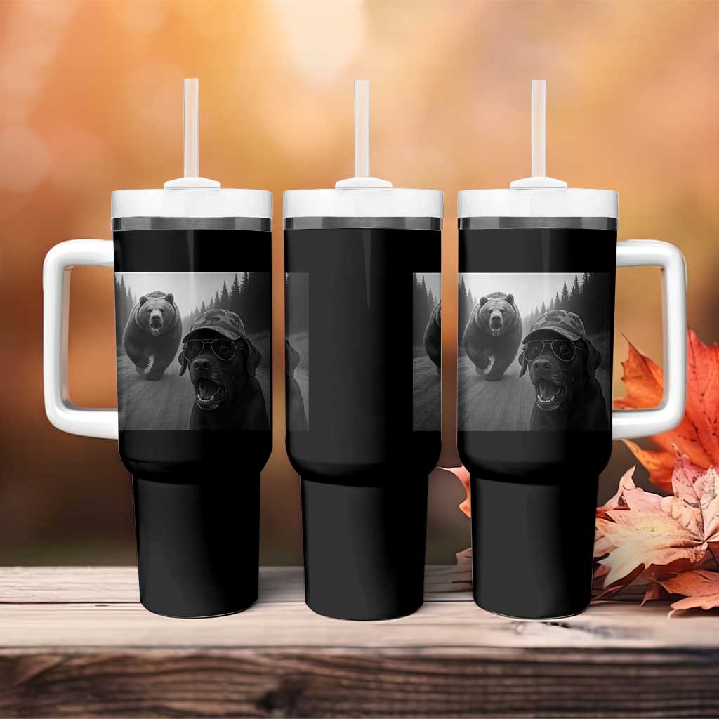 Funny Labrador Selfie With Bear Tumbler With Handle Dog Lover Gift - Wonder Print Shop