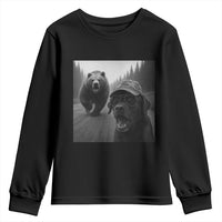 Funny Labrador Selfie With Bear Youth Sweatshirt Dog Lover Gift - Wonder Print Shop