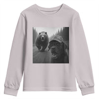 Funny Labrador Selfie With Bear Youth Sweatshirt Dog Lover Gift - Wonder Print Shop