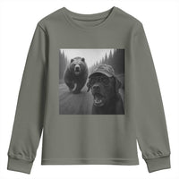 Funny Labrador Selfie With Bear Youth Sweatshirt Dog Lover Gift - Wonder Print Shop