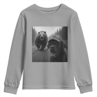 Funny Labrador Selfie With Bear Youth Sweatshirt Dog Lover Gift - Wonder Print Shop