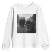 Funny Labrador Selfie With Bear Youth Sweatshirt Dog Lover Gift - Wonder Print Shop