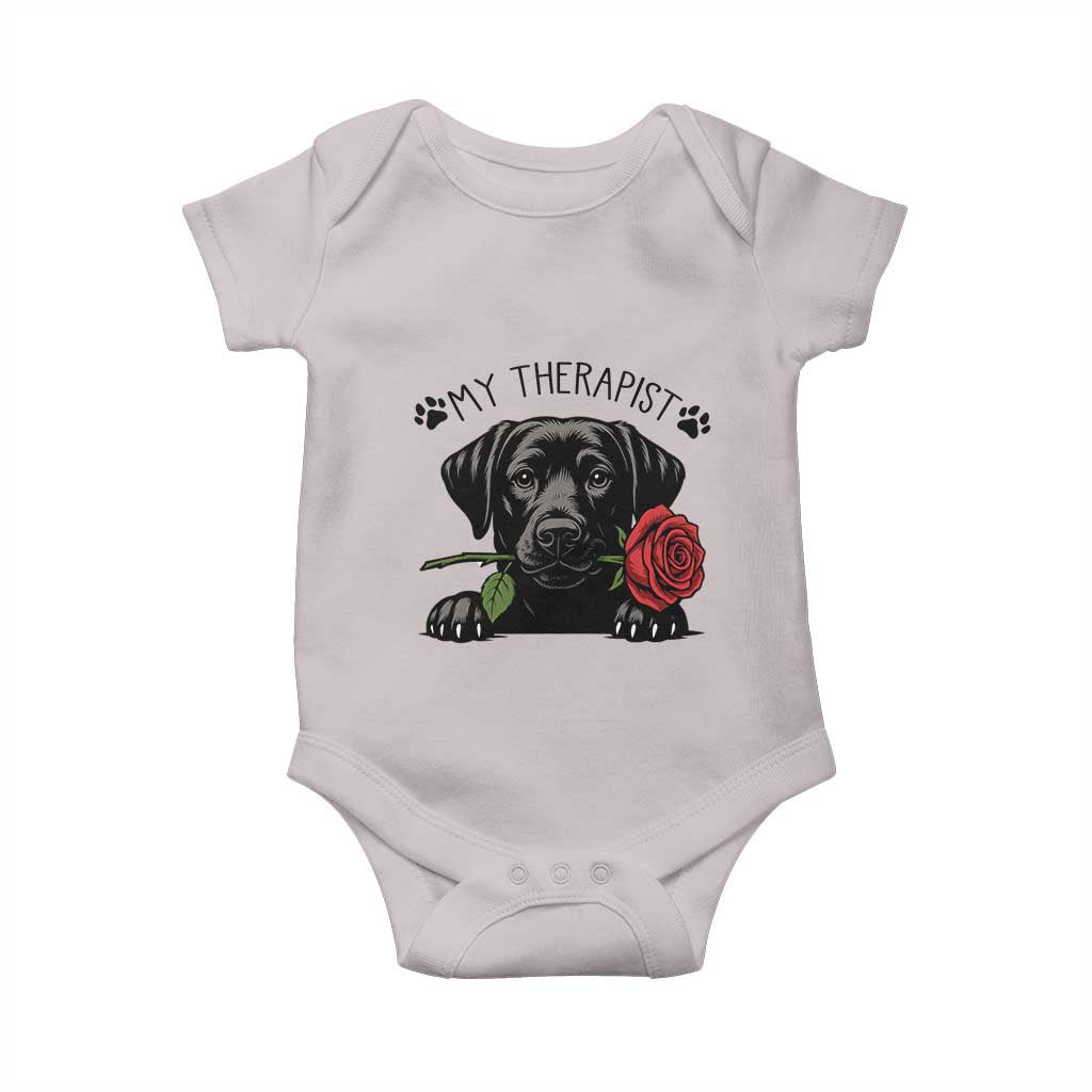 Black Labrador Retriever Is My Therapist Baby Onesie Dog Lover Gift - Wonder Print Shop