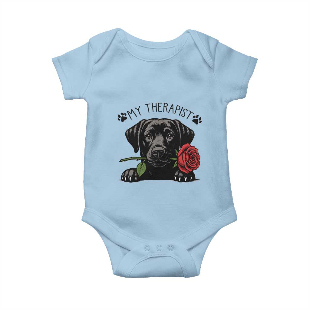 Black Labrador Retriever Is My Therapist Baby Onesie Dog Lover Gift - Wonder Print Shop
