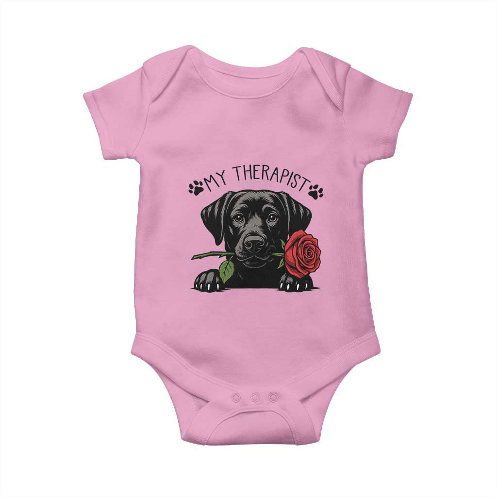 Black Labrador Retriever Is My Therapist Baby Onesie Dog Lover Gift - Wonder Print Shop