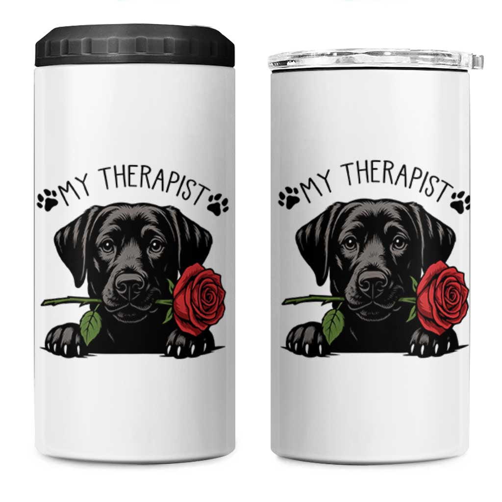 Black Labrador Retriever Is My Therapist 4 in 1 Can Cooler Tumbler Dog Lover Gift - Wonder Print Shop