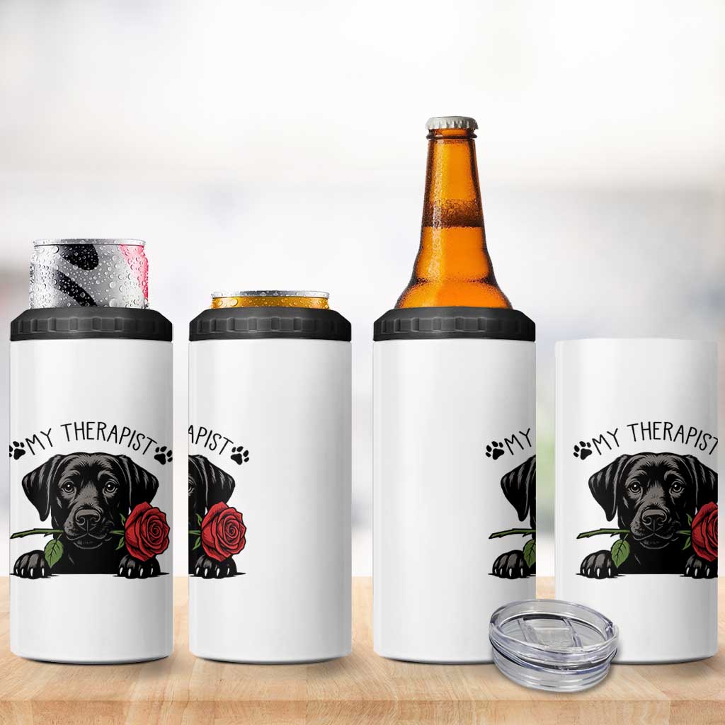 Black Labrador Retriever Is My Therapist 4 in 1 Can Cooler Tumbler Dog Lover Gift - Wonder Print Shop