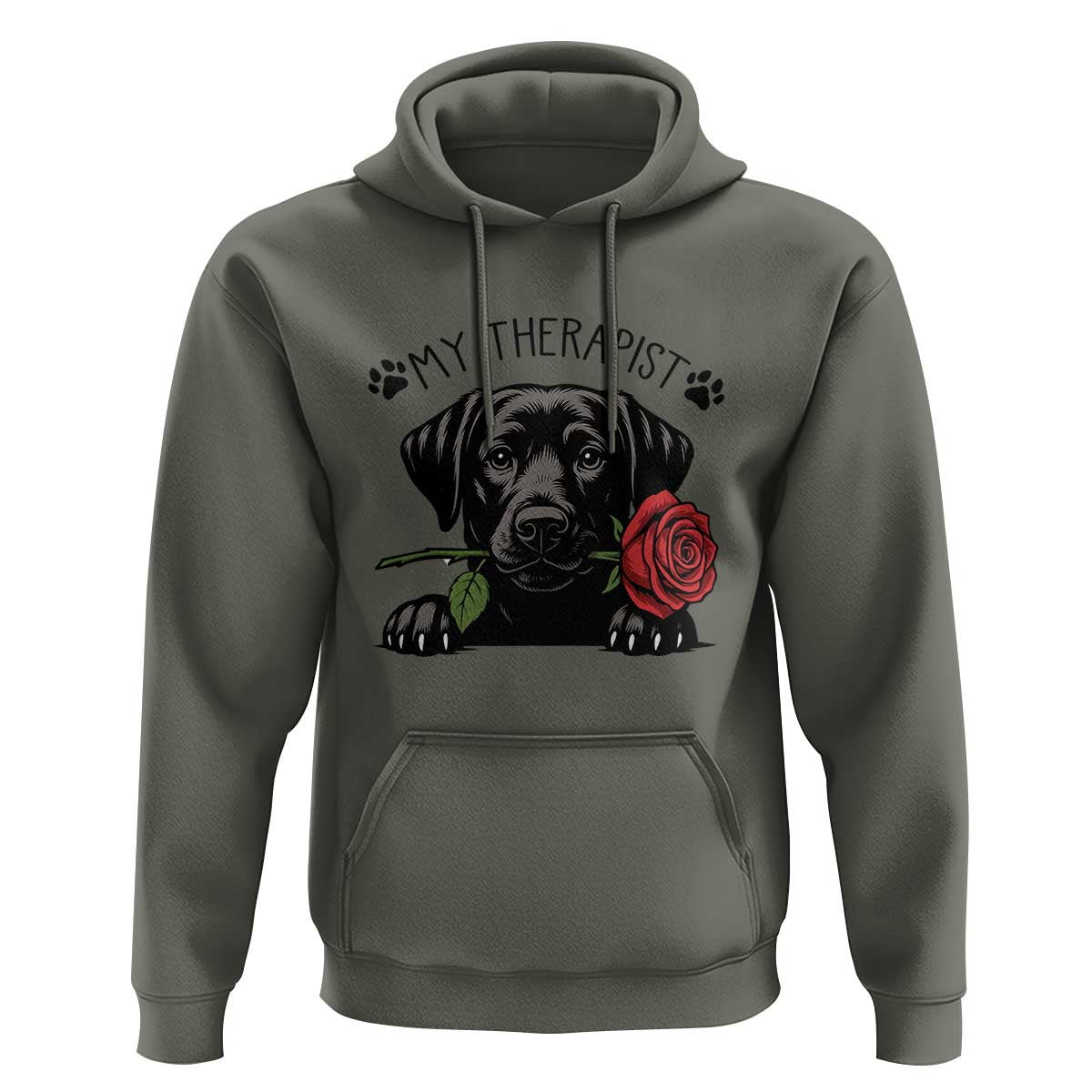 Black Labrador Retriever Is My Therapist Hoodie Dog Lover Gift - Wonder Print Shop