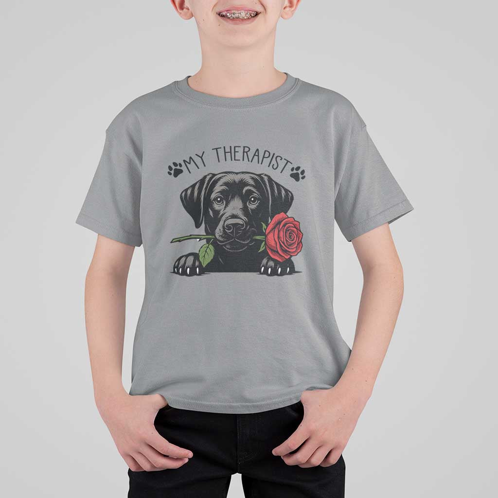 Black Labrador Retriever Is My Therapist T Shirt For Kid Dog Lover Gift - Wonder Print Shop