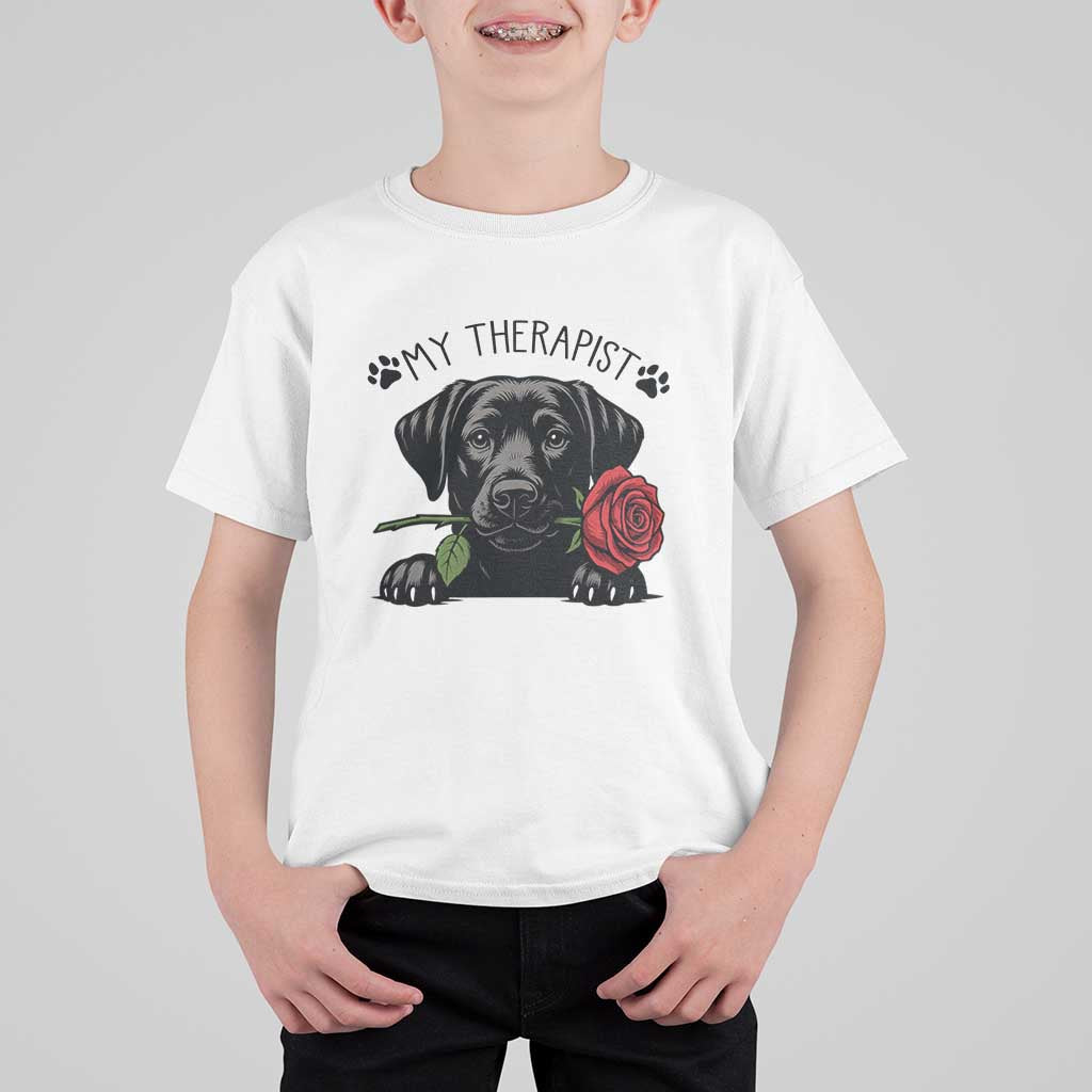 Black Labrador Retriever Is My Therapist T Shirt For Kid Dog Lover Gift - Wonder Print Shop