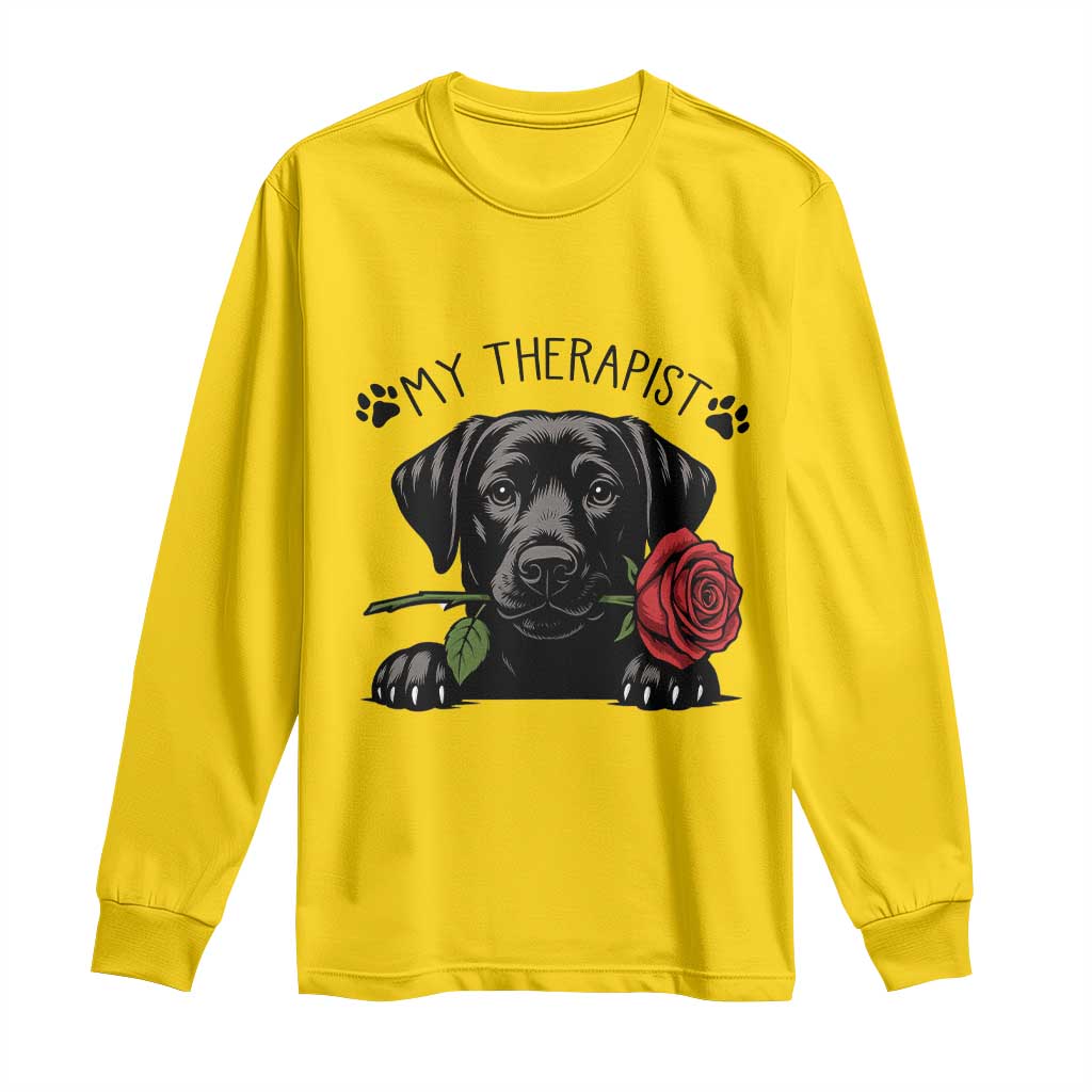 Black Labrador Retriever Is My Therapist Long Sleeve Shirt Dog Lover Gift - Wonder Print Shop