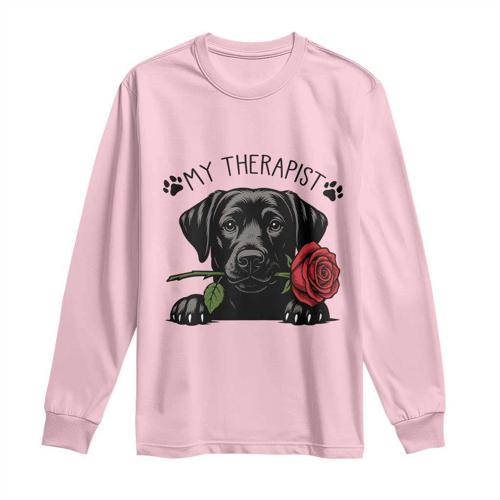 Black Labrador Retriever Is My Therapist Long Sleeve Shirt Dog Lover Gift - Wonder Print Shop