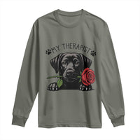Black Labrador Retriever Is My Therapist Long Sleeve Shirt Dog Lover Gift - Wonder Print Shop