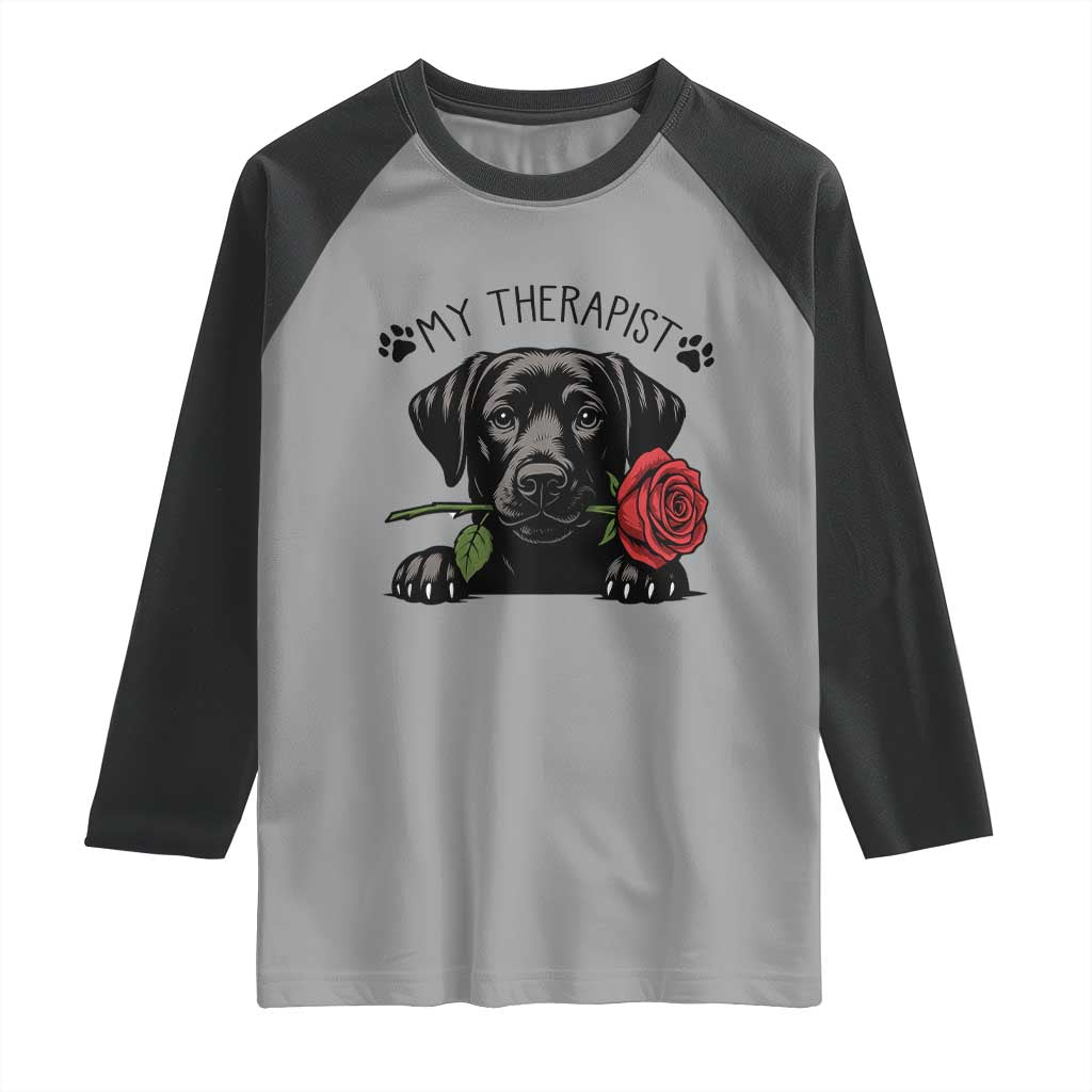 Black Labrador Retriever Is My Therapist Raglan Shirt Dog Lover Gift - Wonder Print Shop