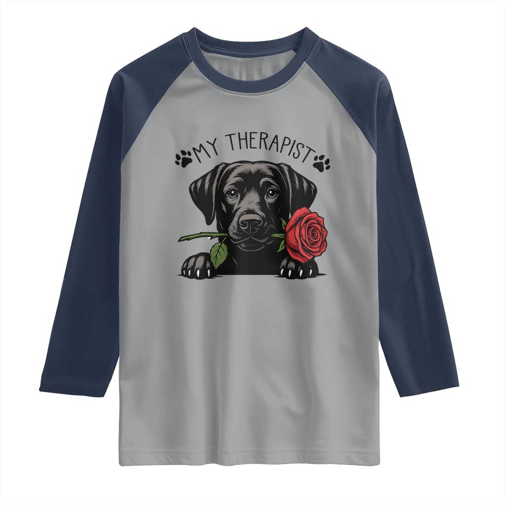 Black Labrador Retriever Is My Therapist Raglan Shirt Dog Lover Gift - Wonder Print Shop