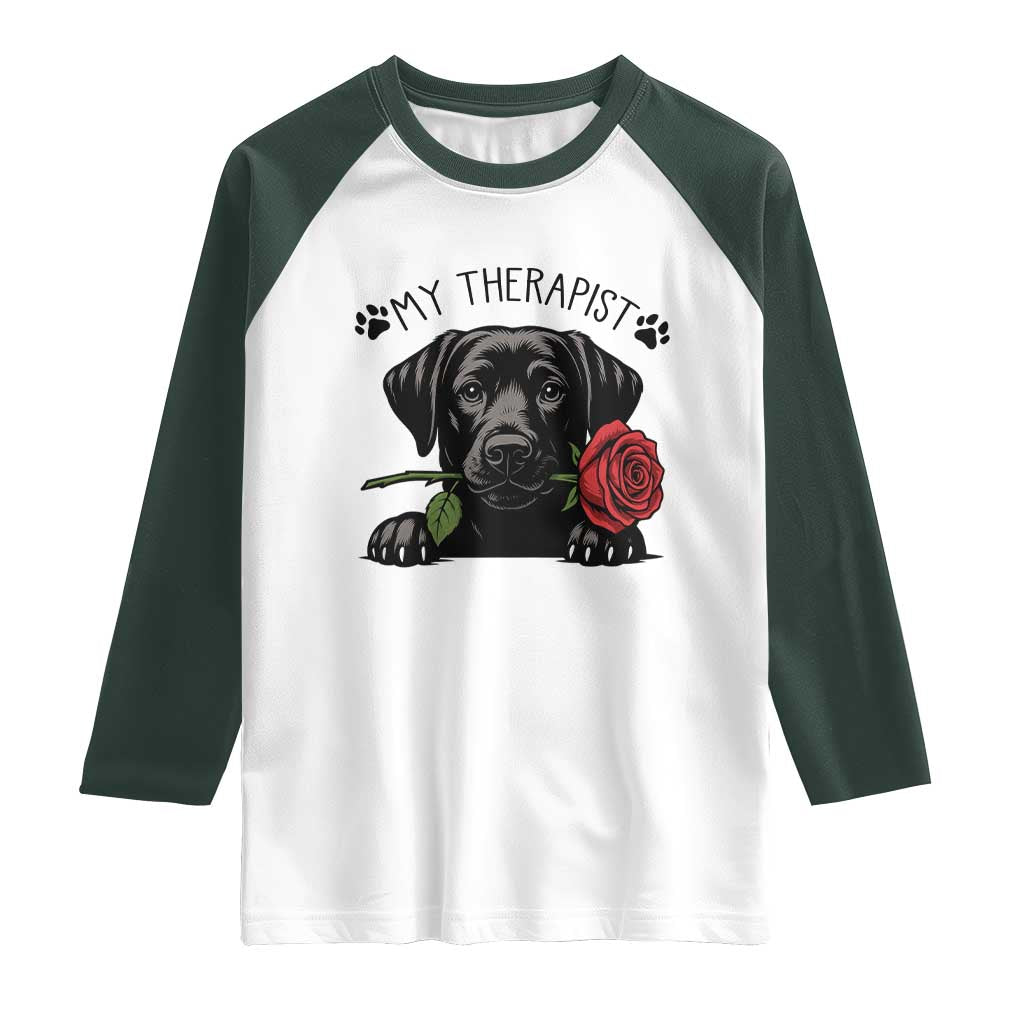 Black Labrador Retriever Is My Therapist Raglan Shirt Dog Lover Gift - Wonder Print Shop