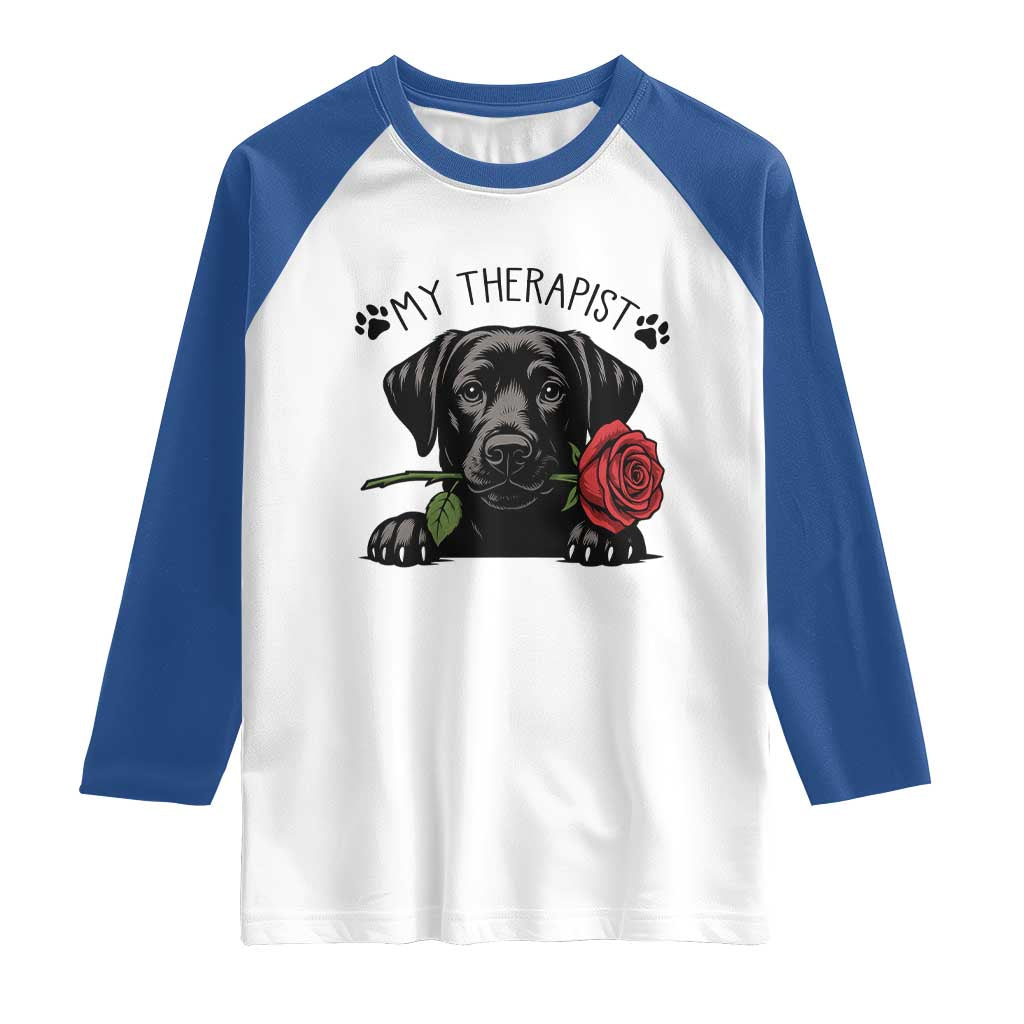 Black Labrador Retriever Is My Therapist Raglan Shirt Dog Lover Gift - Wonder Print Shop