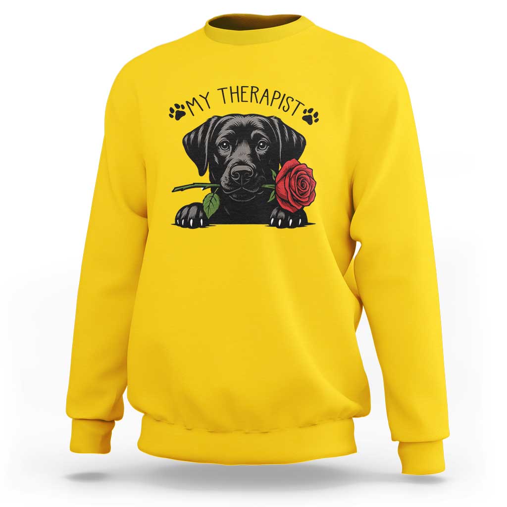 Black Labrador Retriever Is My Therapist Sweatshirt Dog Lover Gift - Wonder Print Shop