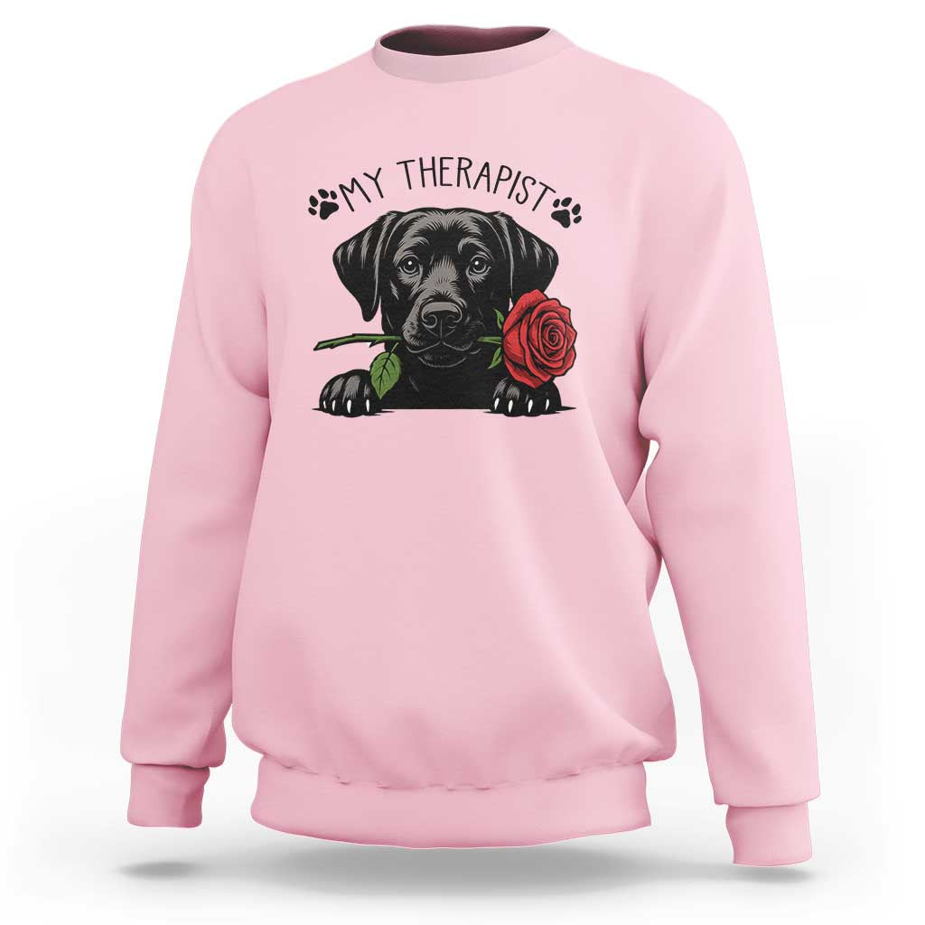 Black Labrador Retriever Is My Therapist Sweatshirt Dog Lover Gift - Wonder Print Shop