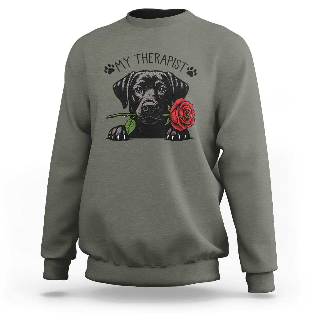Black Labrador Retriever Is My Therapist Sweatshirt Dog Lover Gift - Wonder Print Shop