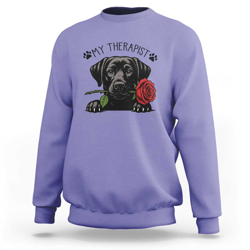 Black Labrador Retriever Is My Therapist Sweatshirt Dog Lover Gift - Wonder Print Shop