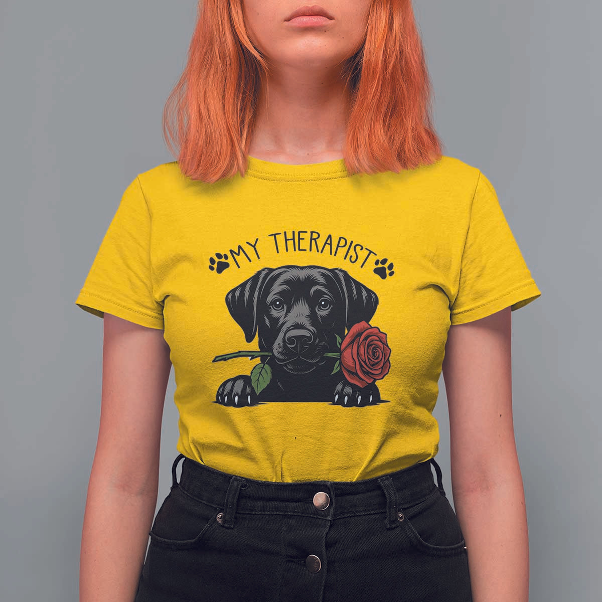 Black Labrador Retriever Is My Therapist T Shirt For Women Dog Lover Gift - Wonder Print Shop