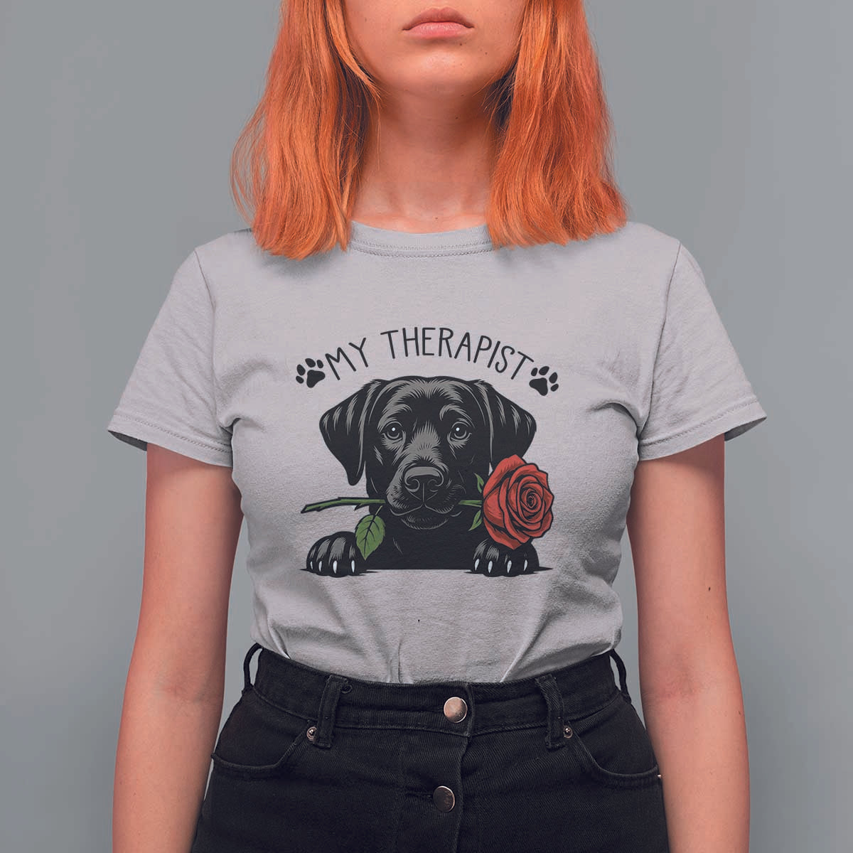 Black Labrador Retriever Is My Therapist T Shirt For Women Dog Lover Gift - Wonder Print Shop