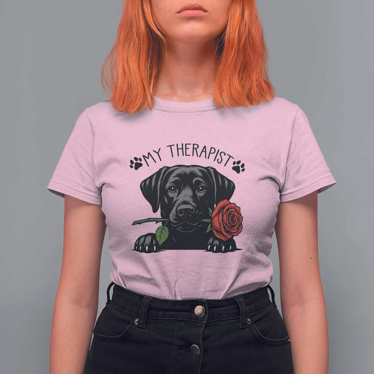 Black Labrador Retriever Is My Therapist T Shirt For Women Dog Lover Gift - Wonder Print Shop