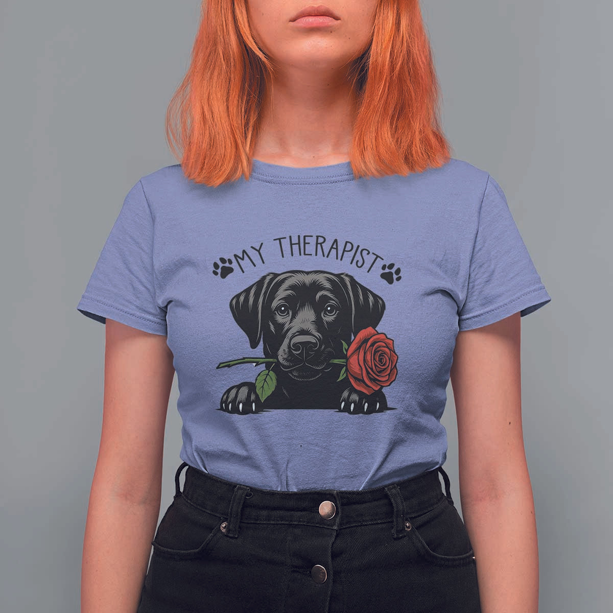 Black Labrador Retriever Is My Therapist T Shirt For Women Dog Lover Gift - Wonder Print Shop