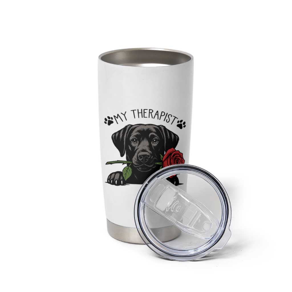 Black Labrador Retriever Is My Therapist Tumbler Cup Dog Lover Gift - Wonder Print Shop
