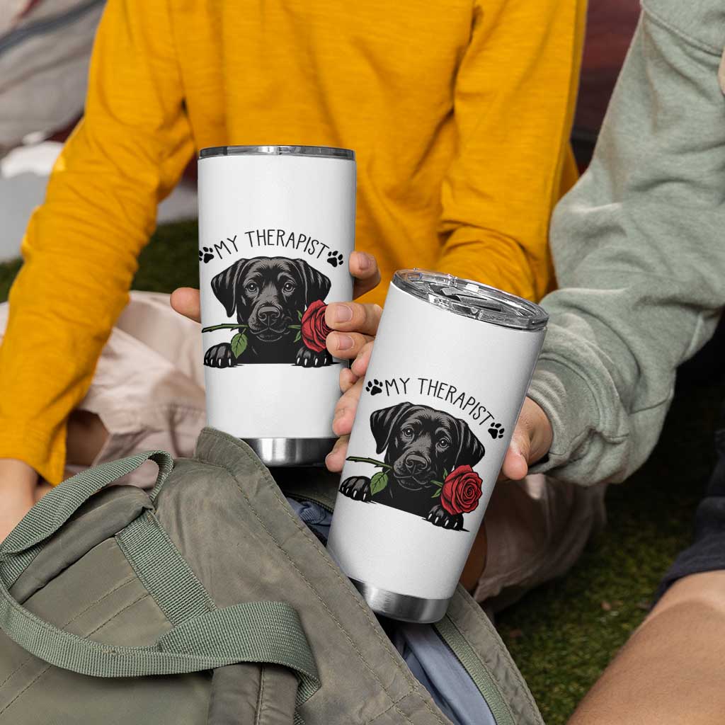 Black Labrador Retriever Is My Therapist Tumbler Cup Dog Lover Gift - Wonder Print Shop